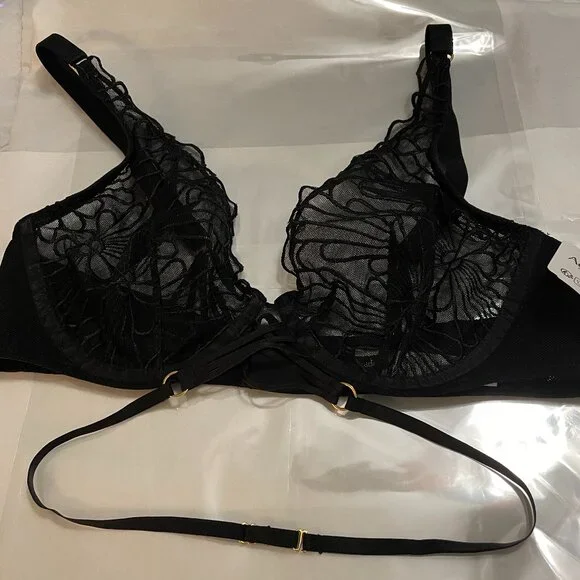 AUBADE L'indomptable Ultra Plunge Triangle Bra in Afterdark Black Size 34D NWT - Picture 7 of 14